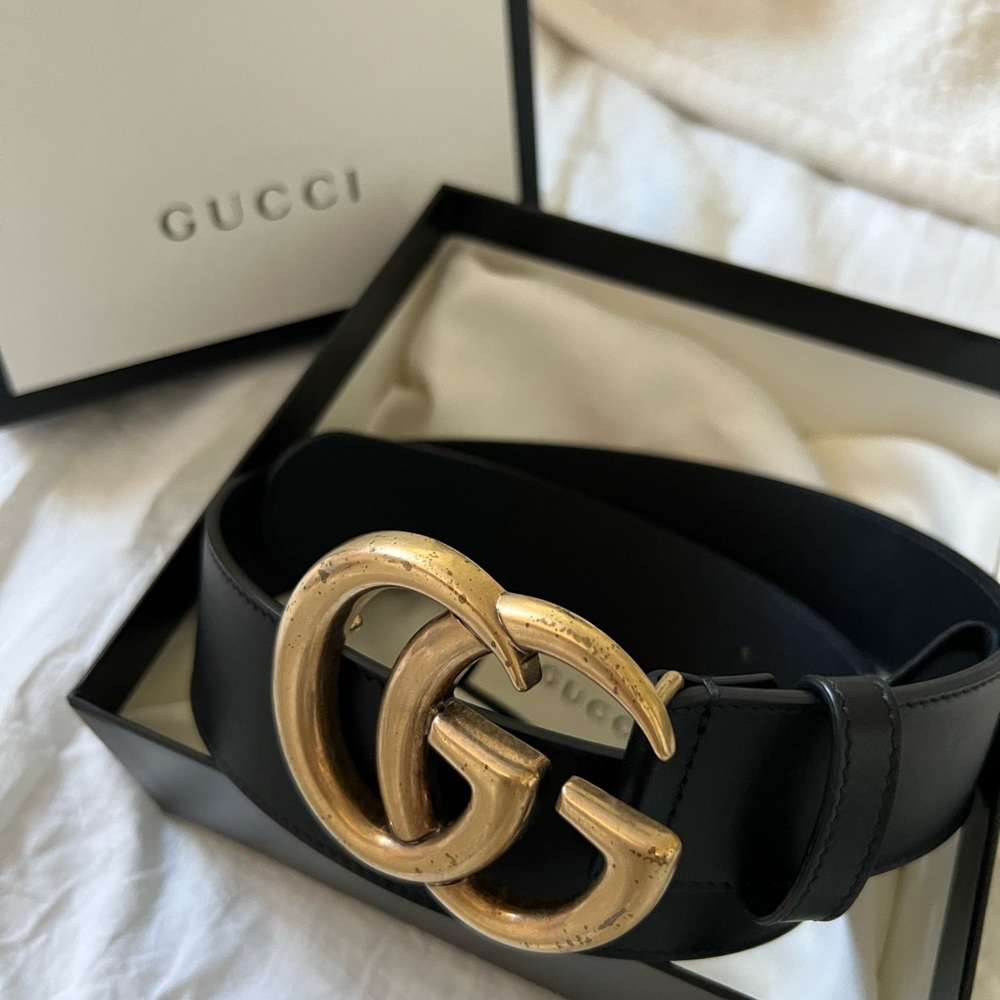 Gucci Double G Wide Leather Belt
